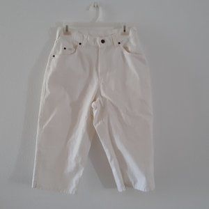 Lee Women's Capri Jeans Size 10 High Waist White Denim 100% Cotton 5-Pockets